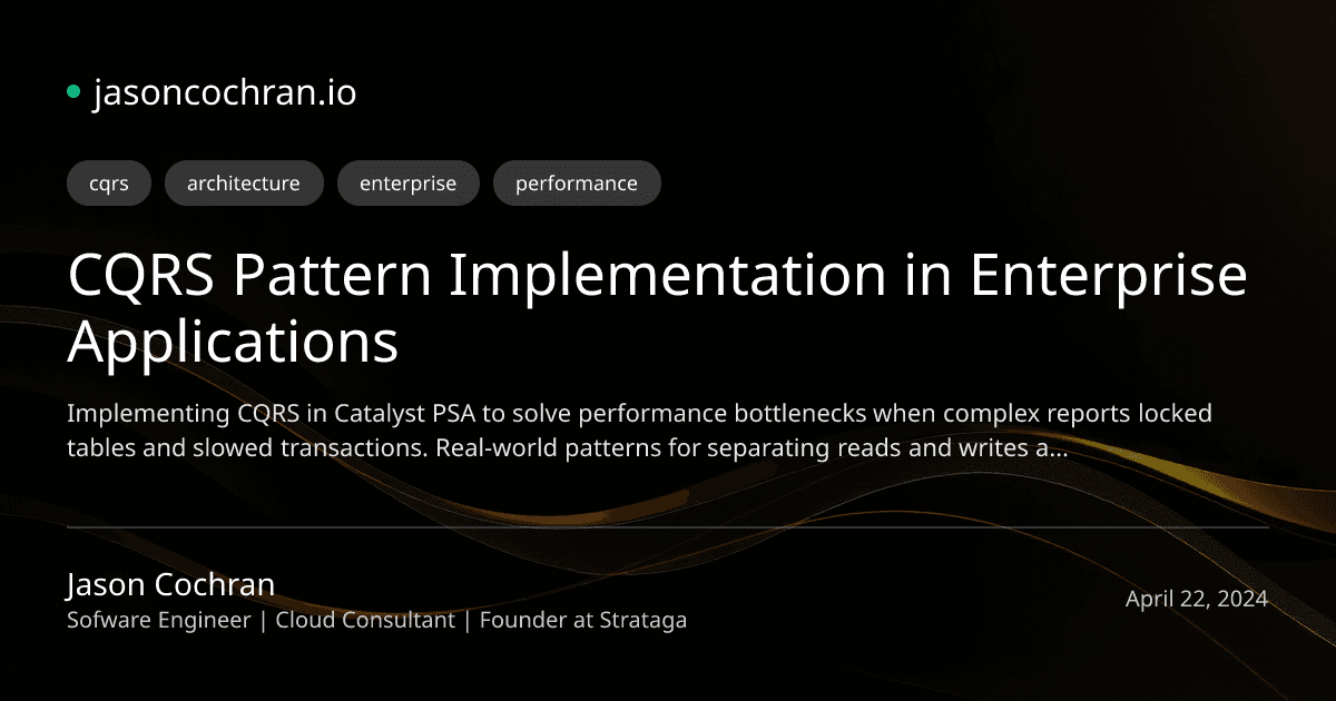 CQRS Pattern Implementation in Enterprise Applications